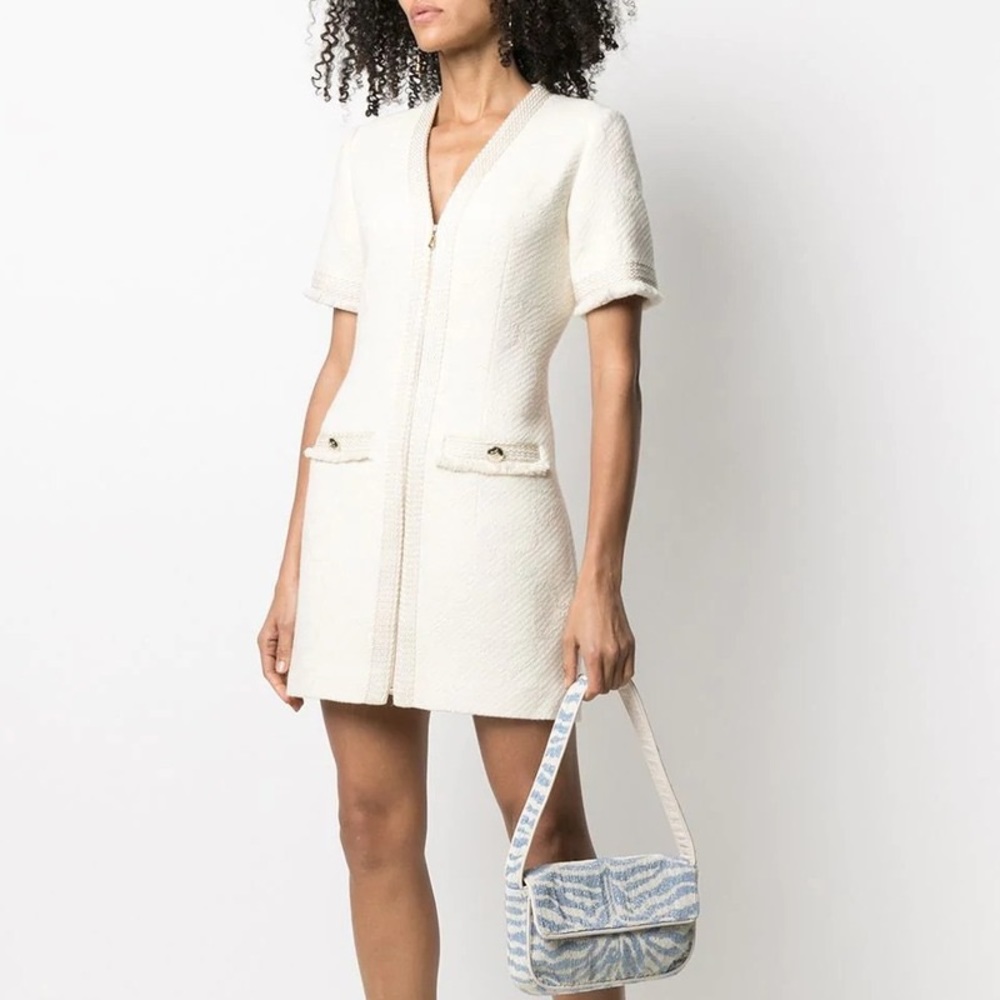 Sandro zip through tweed mini dress.